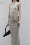 OUDE WAAG knitted asymmetric suspender vest OW-23SS-TP06 meters gray